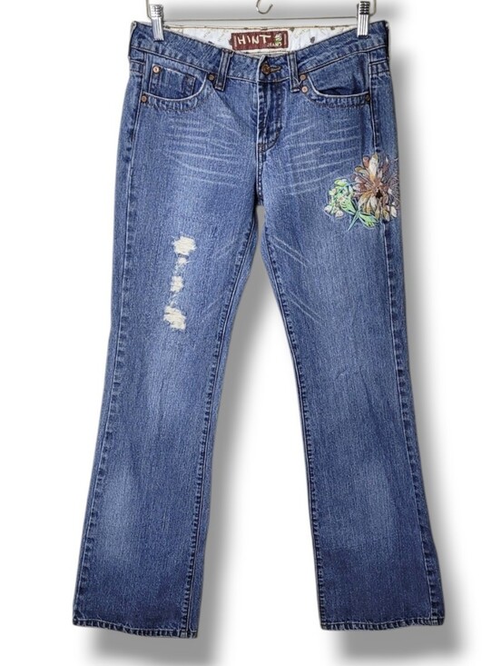Hint Denim - HINT Low Rise Embroidered Dragonfly Y2K Jeans Size 3